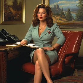 Retro Office Portrait of a Powerful Woman