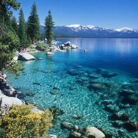 Turquoise Lake and Snowy Peaks Landscape