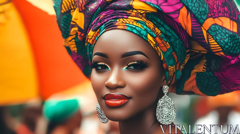 AI ART Colorful Headwrap and Statement Jewelry Portrait