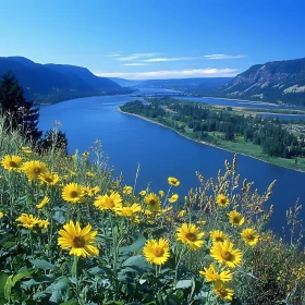 Tranquil River among Mountains