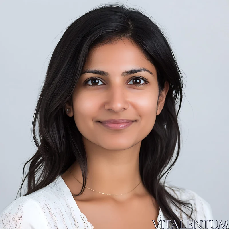 Natural Beauty Portrait of a Smiling Woman AI Image