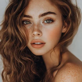 Woman with Freckles and Curly Hair