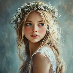 Enchanting Female Portrait with Floral Headpiece