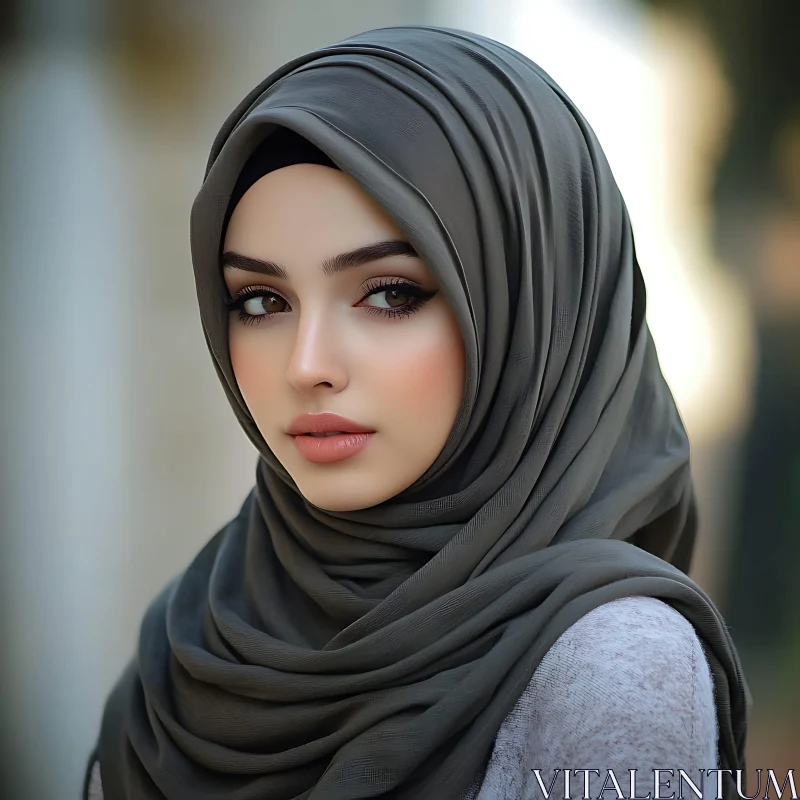 Portrait of a Woman in Hijab AI Image