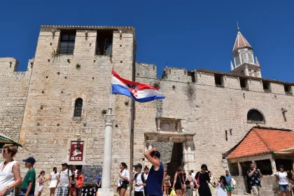 Historic Fortress in Croatia with National Flag