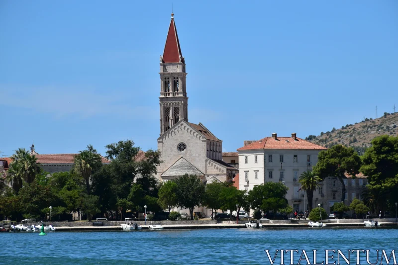 Historic Croatian Church by the Sea Free Stock Photo