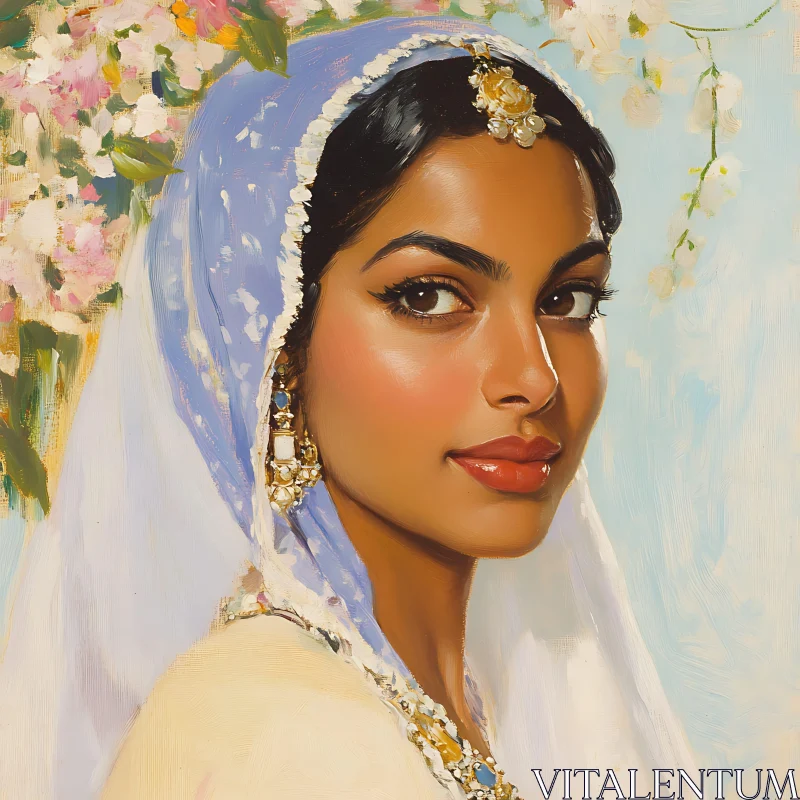 Serene Woman with Traditional Jewelry AI Image