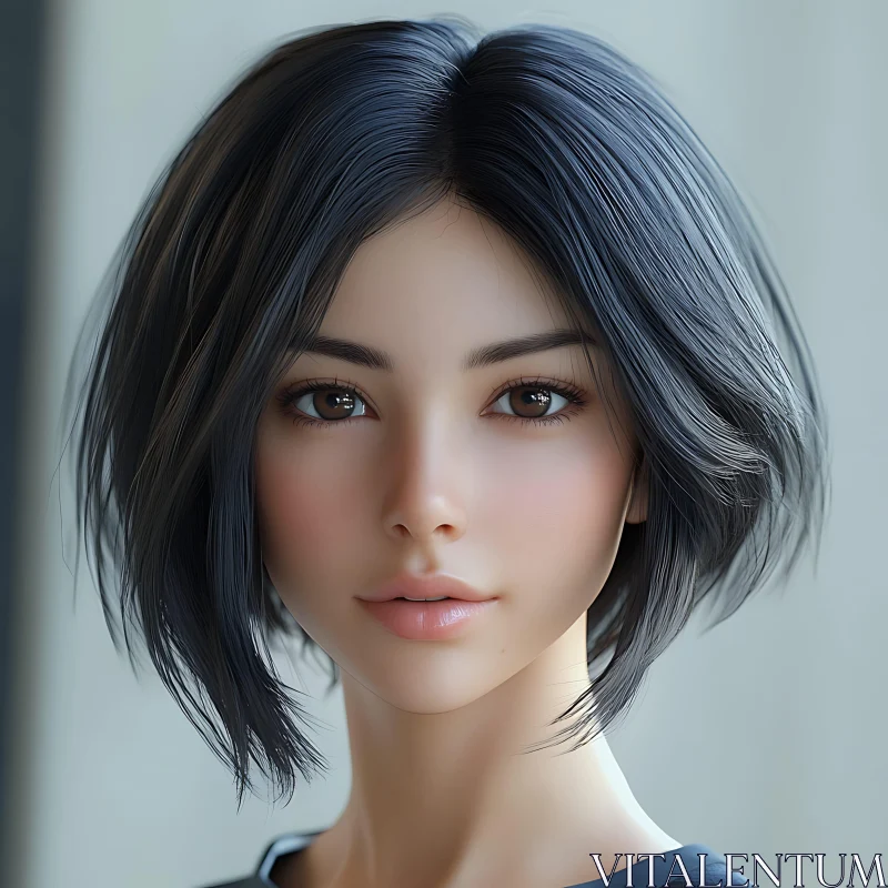 AI ART Captivating Young Woman's Realistic Portrait