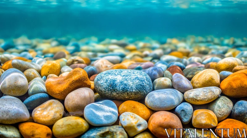 Vivid Underwater Pebbles at the Lake Bed AI Image