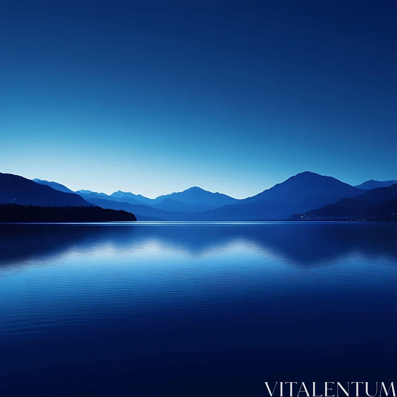 Peaceful Mountain Lake at Twilight AI Image