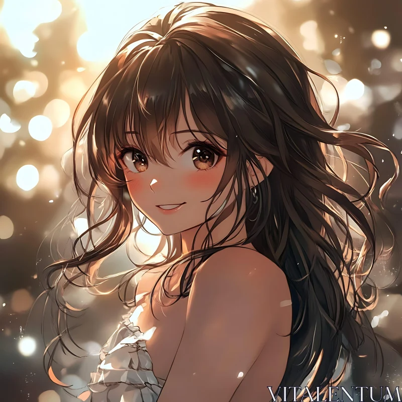 Radiant Anime Girl Portrait AI Image