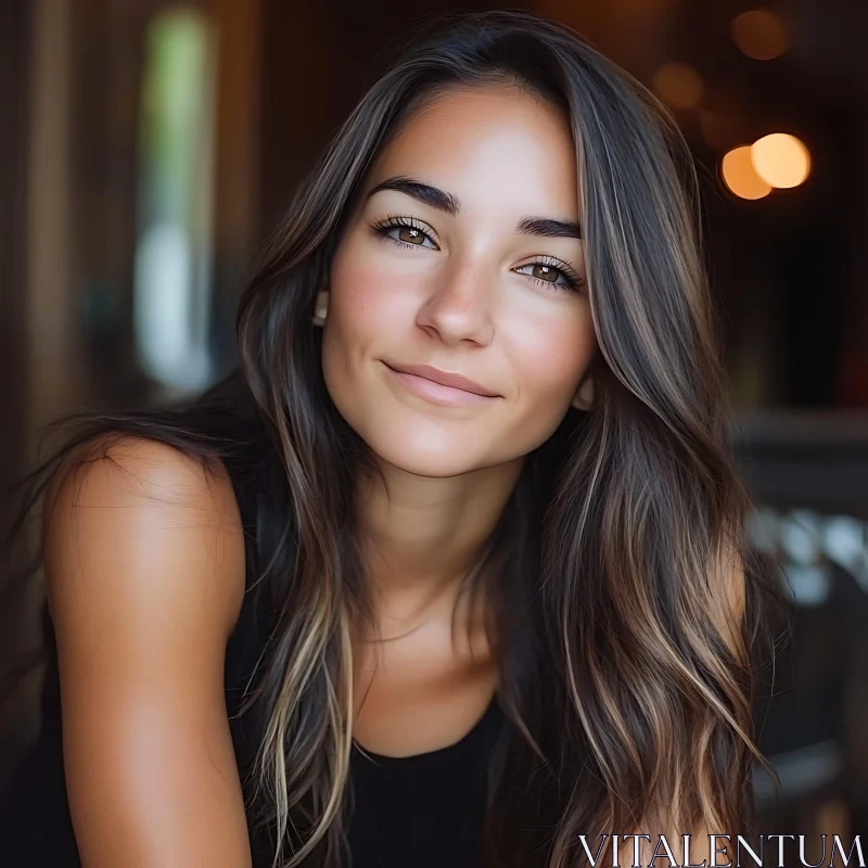 Close-Up of Smiling Young Woman AI Image