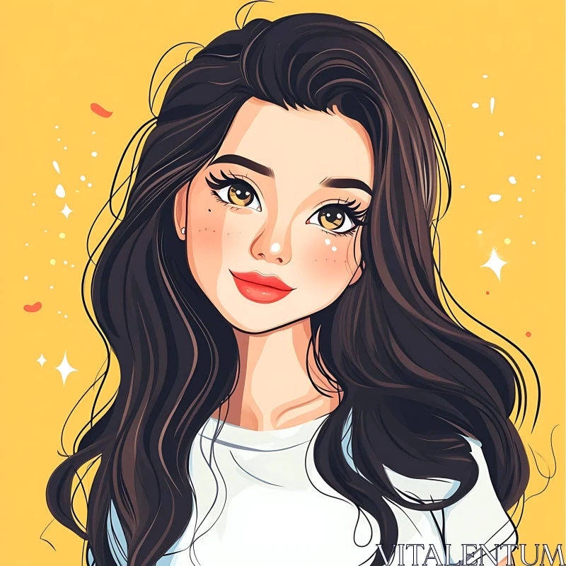 AI ART Anime Illustration of a Smiling Young Woman