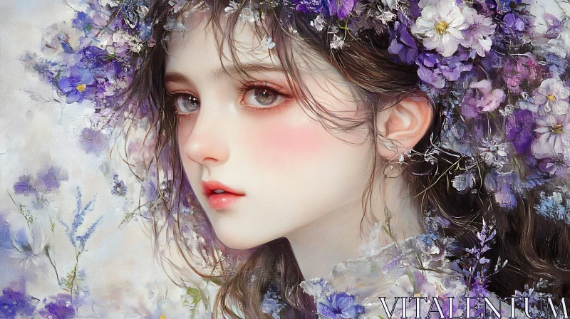 AI ART Floral Adorned Female Portrait