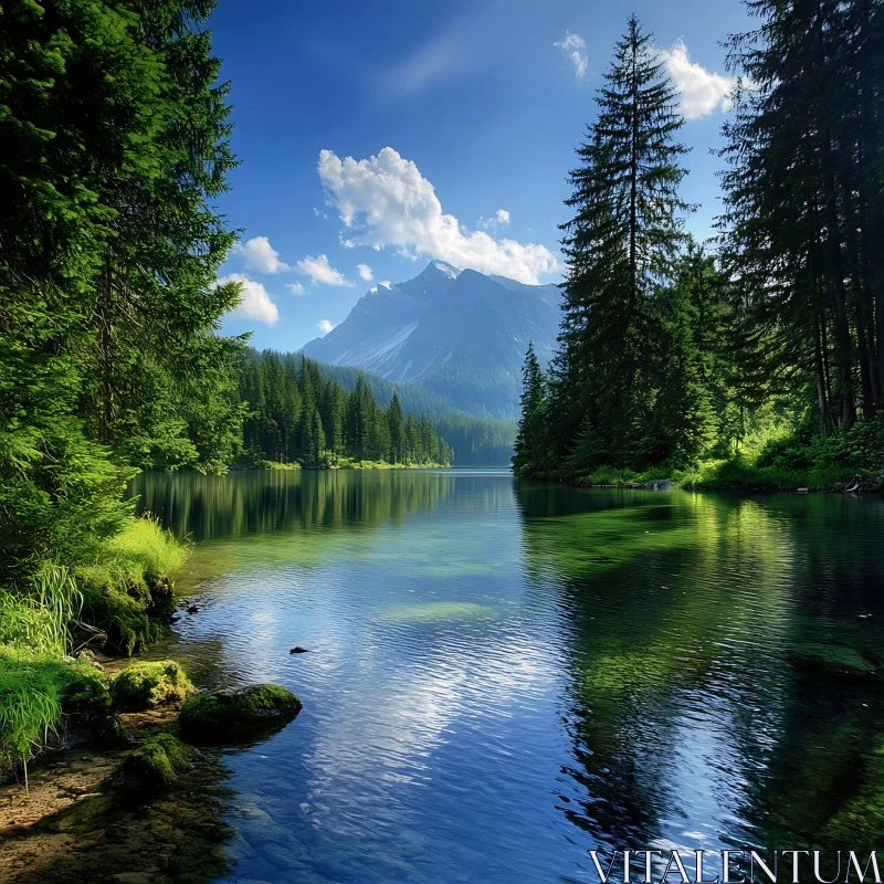 Tranquil Lake and Mountain View AI Image