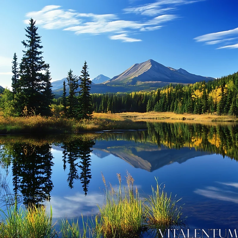 Majestic Mountain Reflection in Serene Lake AI Image