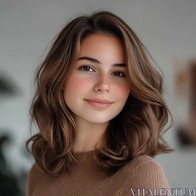 AI ART Warm Smiling Woman with Natural Beauty