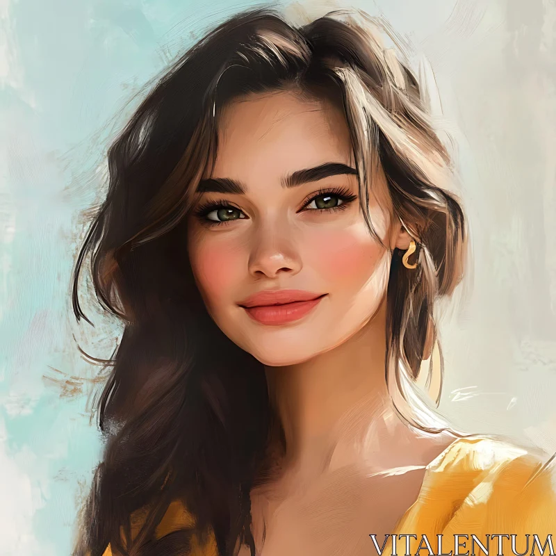 Digital Portrait of a Beautiful Woman AI Image