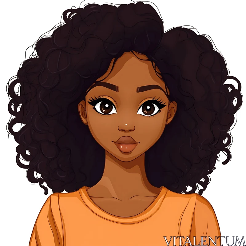 Expressive Anime Portrait with Curly Hair AI Image