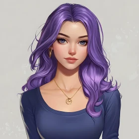 Stylish Portrait of a Woman with Purple Hair