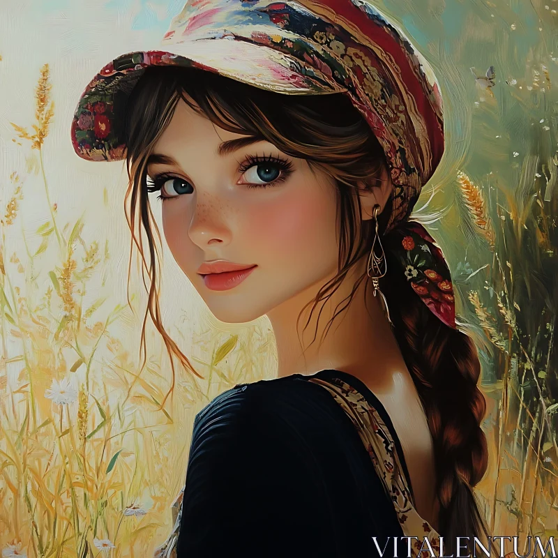 AI ART Artistic Illustration of a Young Woman in Nature