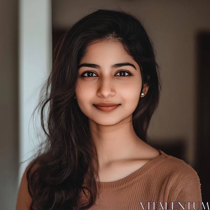 Graceful Portrait of a Woman in Natural Light AI Image