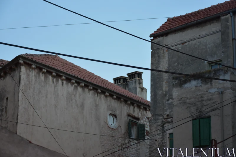 PHOTO Historic Urban Scene with Red-Tiled Roofs