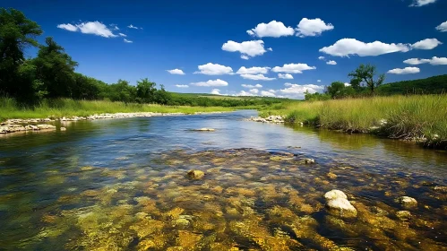 Serene Landscape of a Flowing River