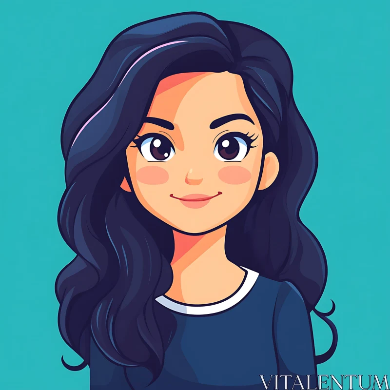 Cartoon Portrait of a Young Woman AI Image