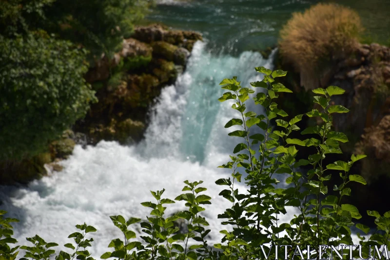 Tranquil Blue-Green Cascade Free Stock Photo