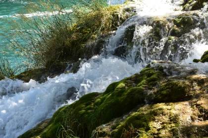 Mossy Rocks with Cascading Water