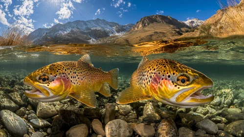 Trout Swimming Beneath Clear Waters