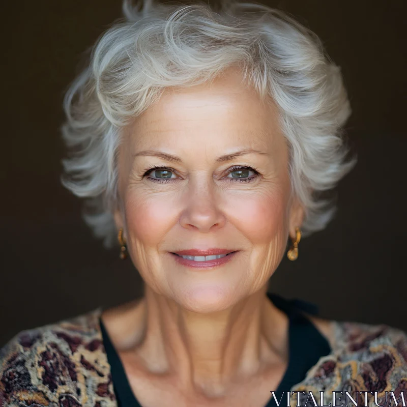 Graceful Elderly Woman with White Hair AI Image