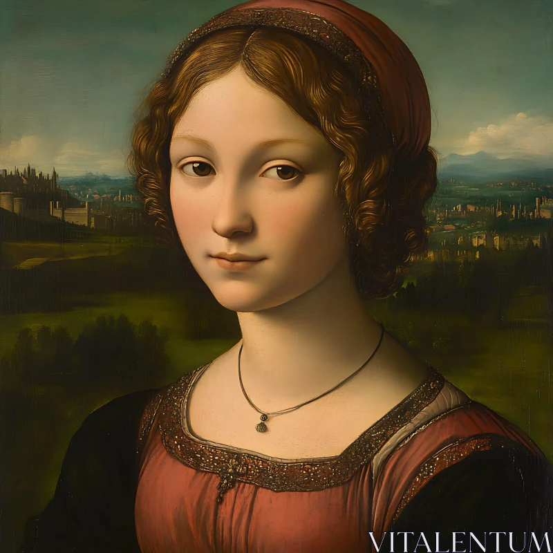 Classical Renaissance Portrait of a Young Woman AI Image