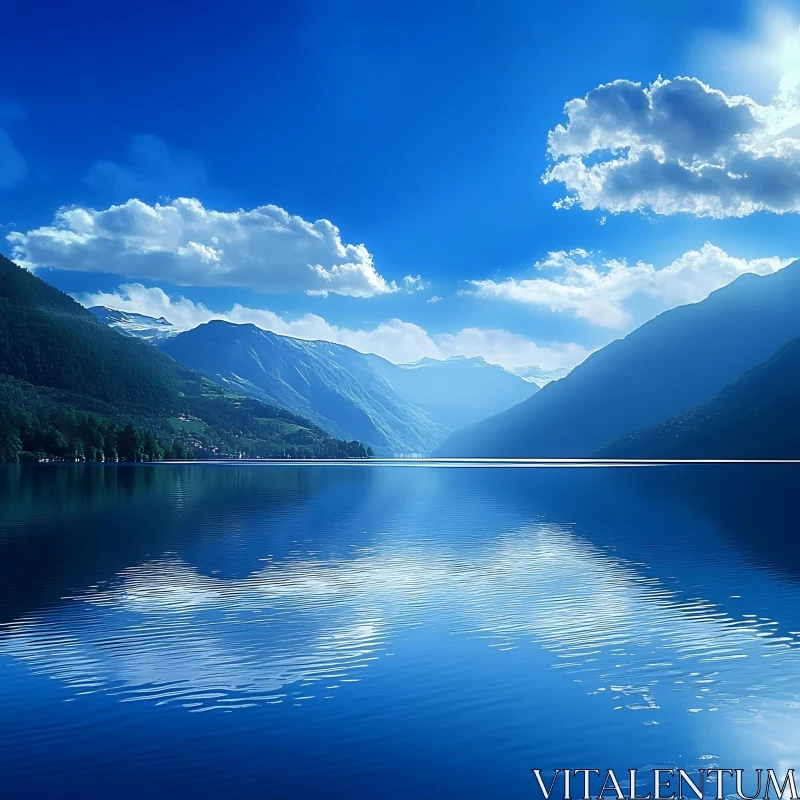 AI ART Tranquil Mountain Lake Reflection