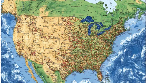 USA Geographical Terrain Map