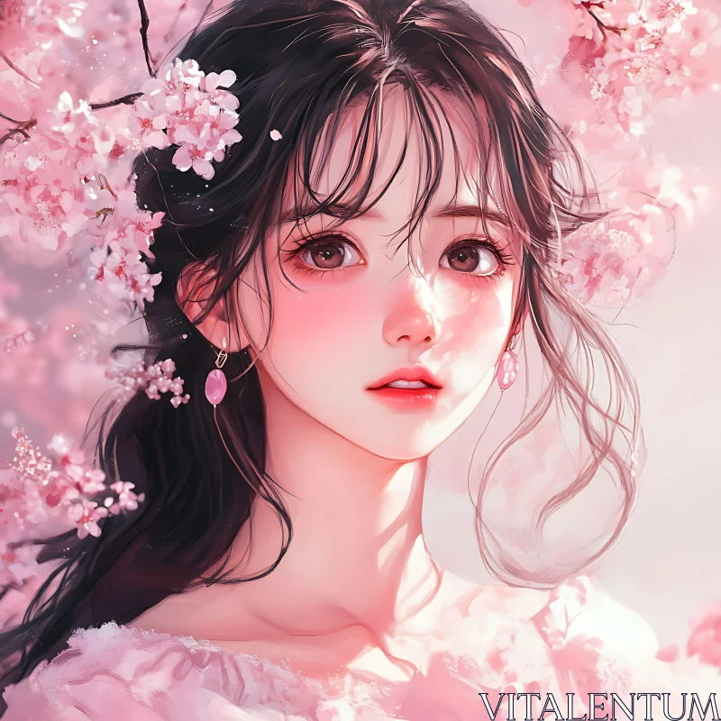 Cherry Blossom Anime Beauty AI Image