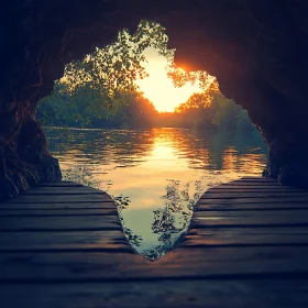 Sunset Reflections from a Cave