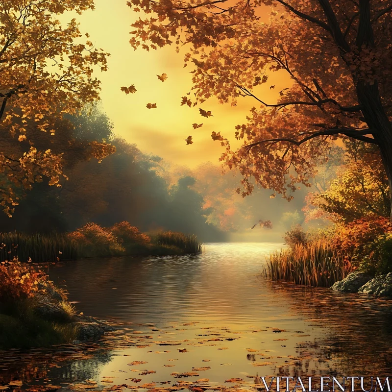 AI ART Golden Hour on an Autumn River