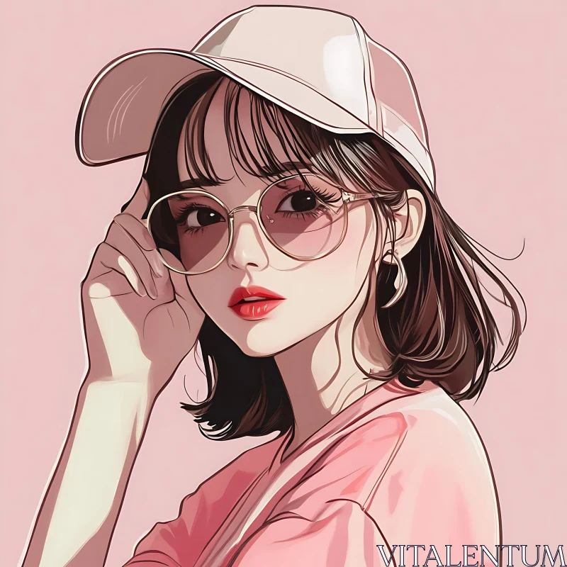 Modern Anime Girl Portrait with Pink Aesthetic AI Image