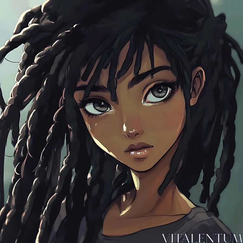 Expressive Anime Girl with Dreadlocks AI Image