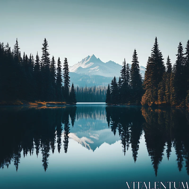 AI ART Majestic Mountain Reflections Amidst Evergreen Forests