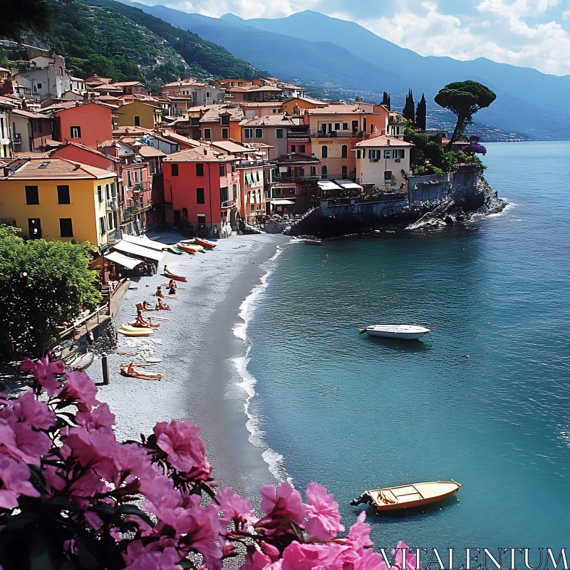 Scenic Mediterranean Coastal Village with Colourful Architecture Scenic Mediterranean Coastal Village with Colourful Architecture
