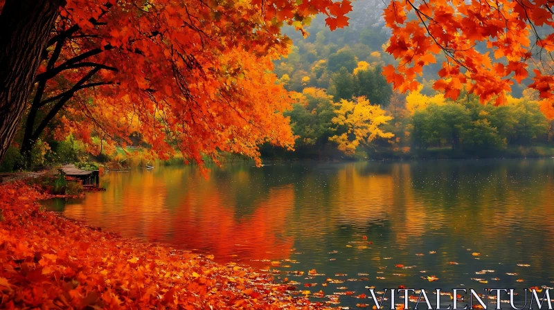 Serene Fall Landscape with Colorful Foliage Serene Fall Landscape with Colorful Foliage