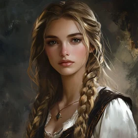 Graceful Woman Portrait with Braided Hair
