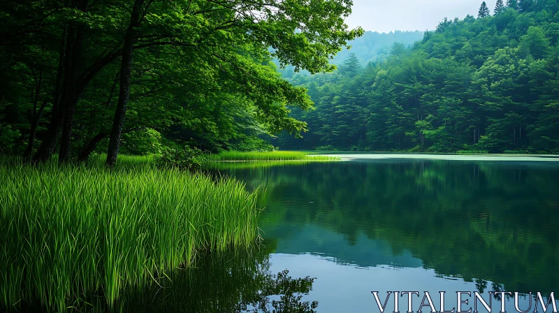 Peaceful Forest Lake Reflection