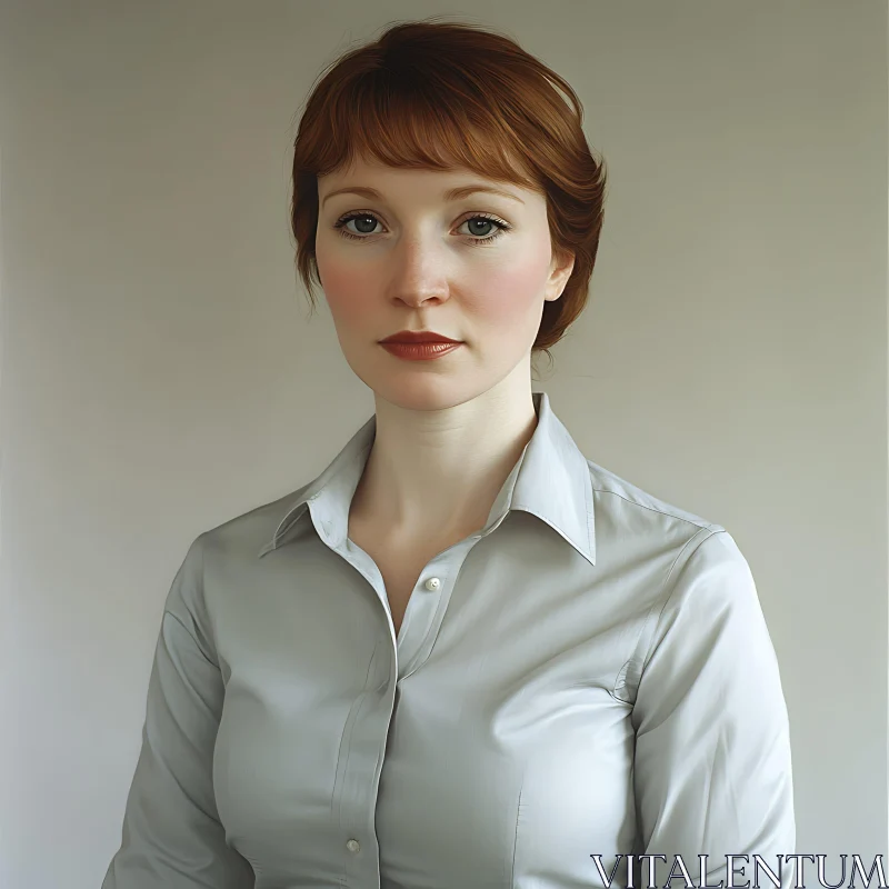 Detailed Female Portrait in Light Gray Shirt Detailed Female Portrait in Light Gray Shirt