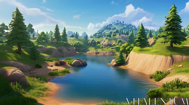 Tranquil Lake with Lush Surroundings