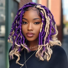 Stylish Braids in Purple and Platinum Blonde