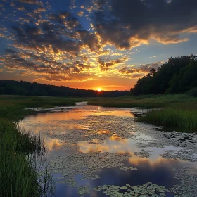 Beautiful Sunset over a Tranquil Lake